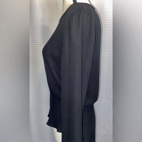 Women’s BCBG asymmetric‎ chic black semi sheer long sleeved blouse size small - Picture 7 of 13